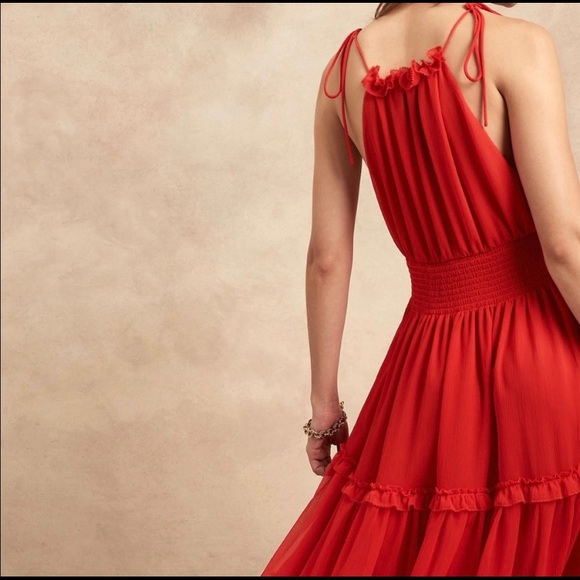 Stunning Banana Republic red chiffon dress, new with tags - Picture 2 of 4